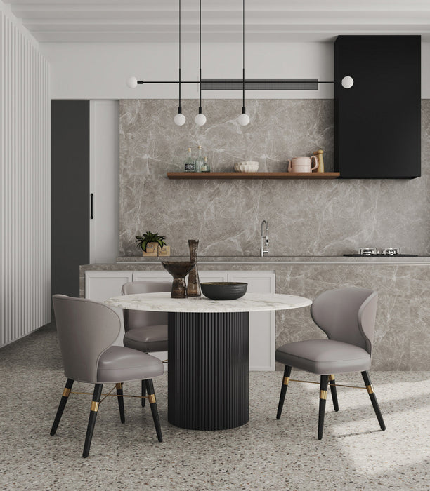 Strine Modern Wood Upholstered Dining Chair in Dark Taupe - Set of 2 
