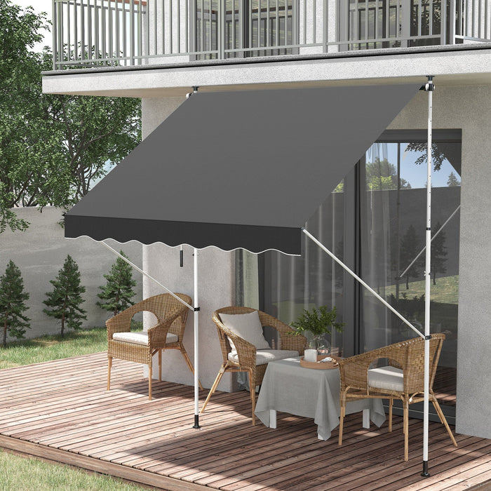 Outsunny 6.6'x5' Manual Retractable Patio Awning Window Door Sun Shade Deck Canopy Shelter Water Res