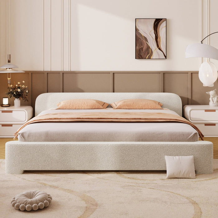 Joyce Comfortable and Stylish Bedroom Upholstered Bed,King Size,White King Bed  