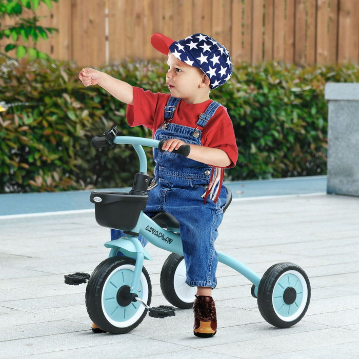 Qaba Tricycle For Toddler 2-5 Year Old Girls And Boys, Toddler Bike With Adjustable Seat, Basket, Be