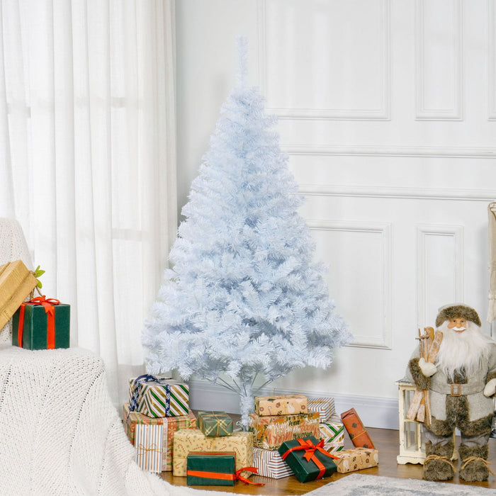 HOMCOM 5' Artificial Christmas Tree with 536 Branch Tips Metal Stand White