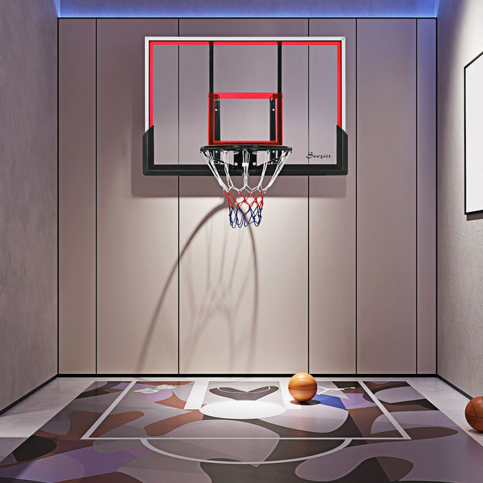 Soozier Wall Mounted Basketball Hoop With Shatter Proof Backboard, Black