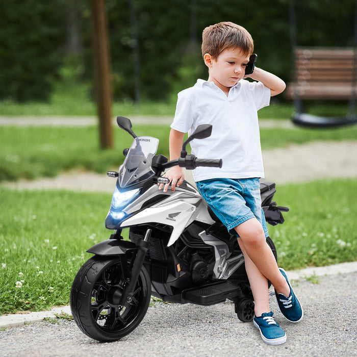 Qaba Honda Licensed 12v Electric Motorcycle, Battery Powered Ride-On Motorbike For Kids With Headlig