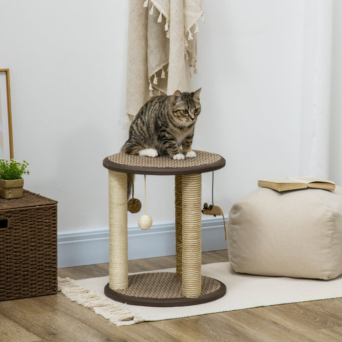 Pawhut 17\" Cat Tree, Kitty Activity Centre With Hanging Toys, Cat Climbing Toy, Cat Tower With Jute,