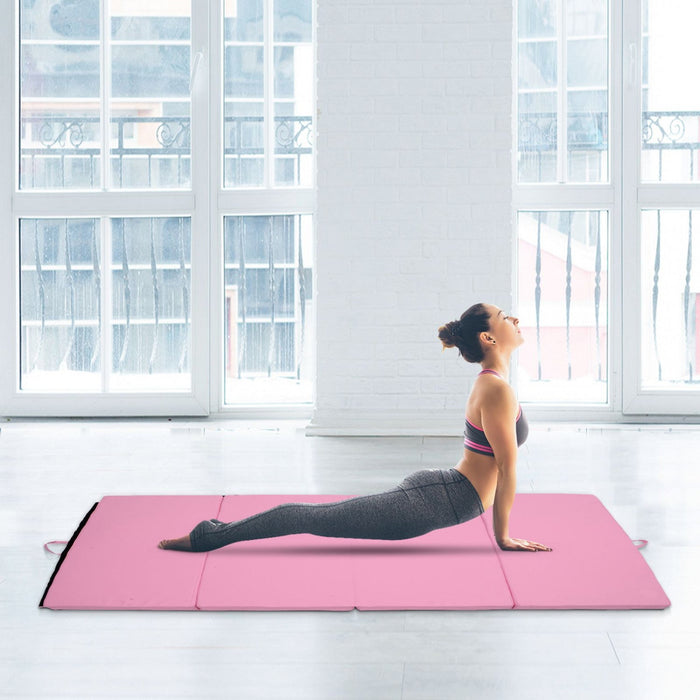 Soozier 4'x6'x2'' Folding Gymnastics Tumbling Mat, Exercise Mat With Carrying Handles For Yoga, Mma,