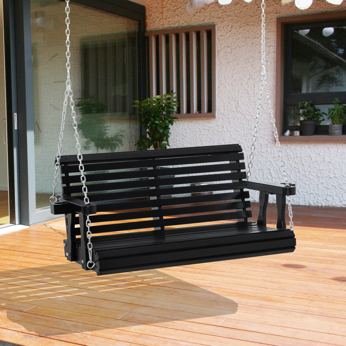 Outsunny 2 Seater Porch Swing Wooden Patio Swing Chair Seat With Cup Holder And Chains Outdoor Swing