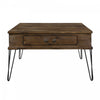 Hughey Square Coffee Table With 2 Drawers, Rustic Oak 