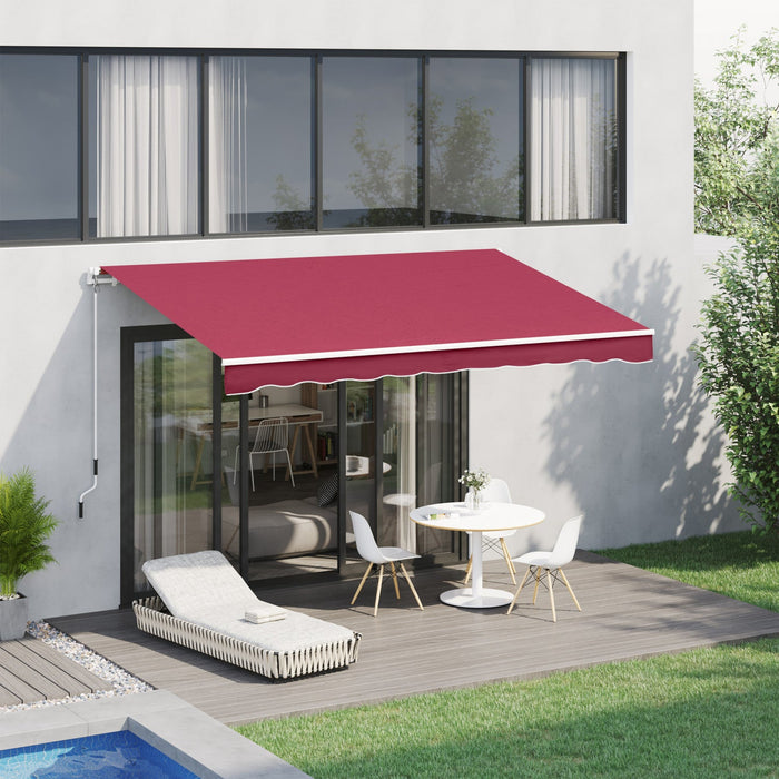 Outsunny 13' X 8' Manual Retractable Patio Awning Sun Shade Outdoor Deck Window Door Canopy Shelter 
