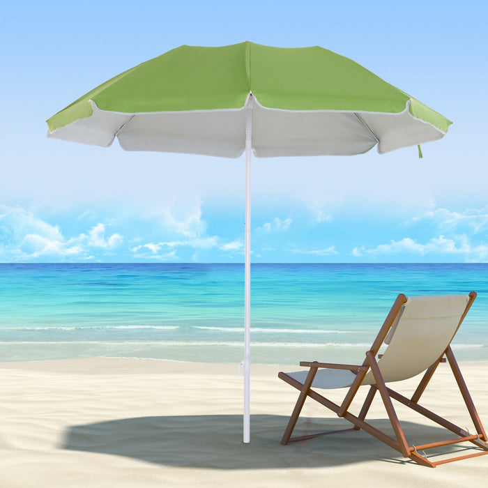 Outsunny 6.7ft Beach Umbrella With Push Button Tilt And Carry Bag, Green