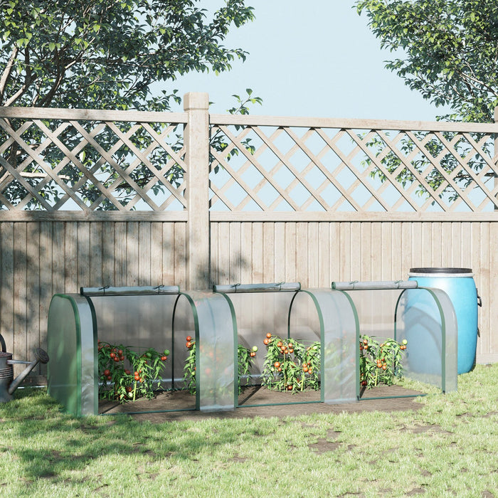 Outsunny 10' X 3' X 2.5' Portable Mini Tunnel Greenhouse With 3 Zipped Doors, Portable Small Green H