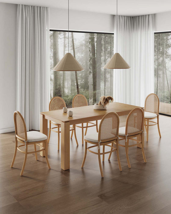 Paragon and Rockaway Modern Industry Chic 7-Piece Dining Set in Oatmeal and Natural Dining Room Set 