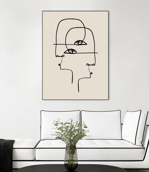 \"Faces\" Canvas Framed Black 30x40 Wall Art