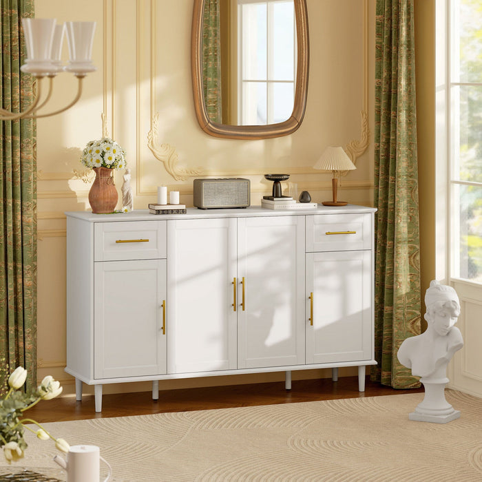 HOMCOM 55" Modern Sideboard Buffet Cabinet with Soft-Close Doors White