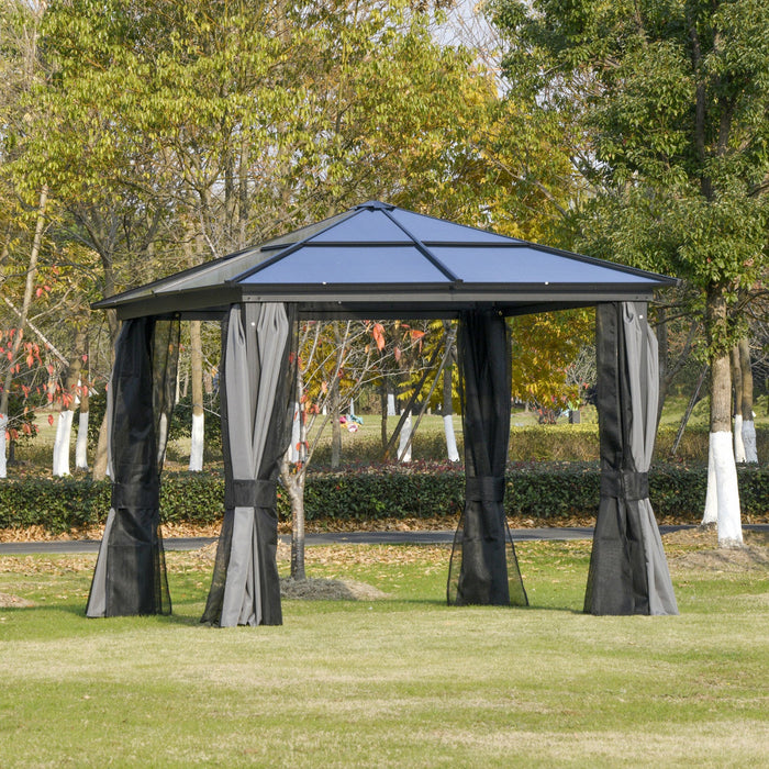 Outsunny 10' X 10' hardtop Gazebo Canopy With Polycarbonate Roof, Aluminum Frame, Permanent Pavilion