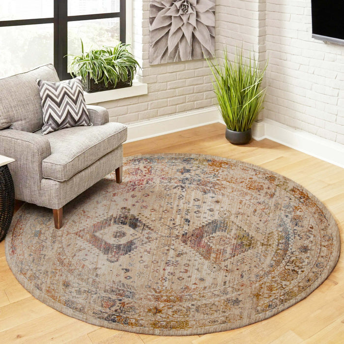 Ethel Traditional 5'0\" x Area Rug in Multi Indoor Area Rug 