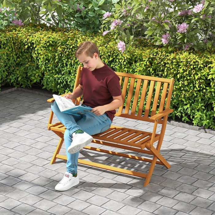 Outsunny Outdoor Bench, 46.5" Foldable Acacia Wood Loveseat, Teak