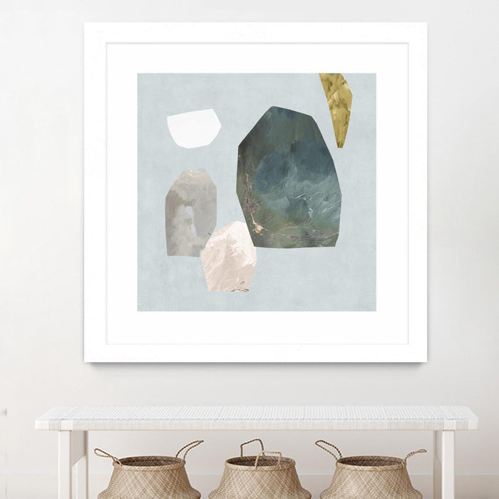 \"Assembly I\" Matted and Framed White 36x36 Wall Art