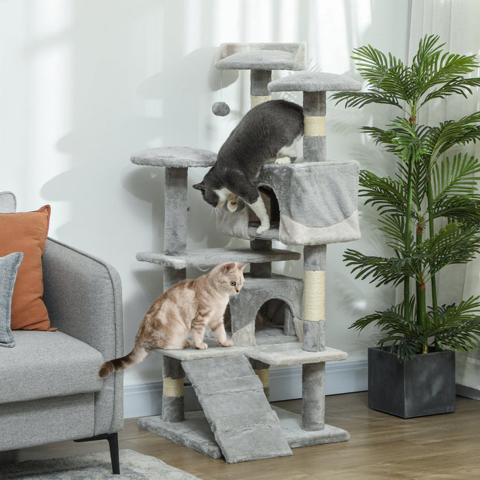 Pawhut 53\" Cat Tree Tower, Large Cat Condo Furniture Multi-level Activity Center With Scratching Pos