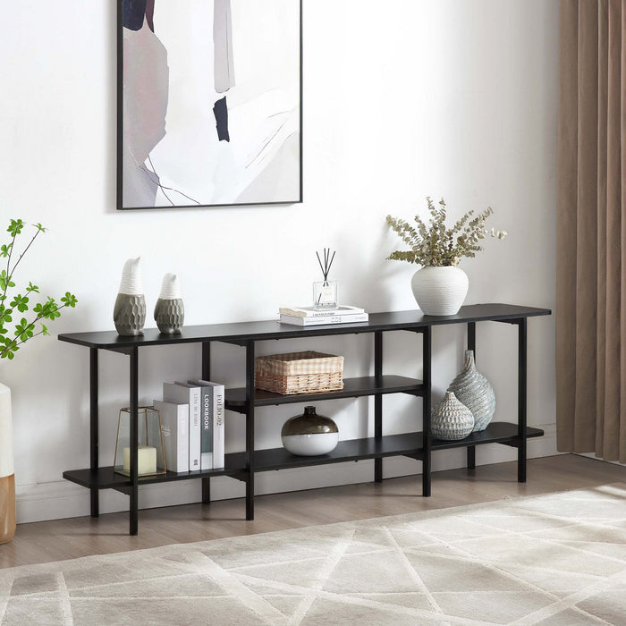 Celine Contemporary Modern 71\" Console Table in Black (3-Shelf) 