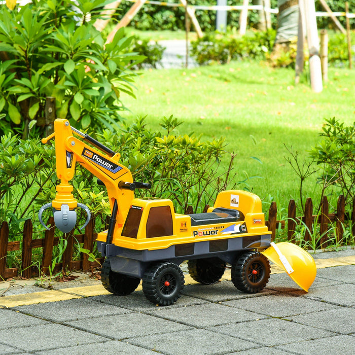 Qaba No Power Ride On Excavator Construction Digger Multi-functional Truck Toy With 2 In 1 Design De