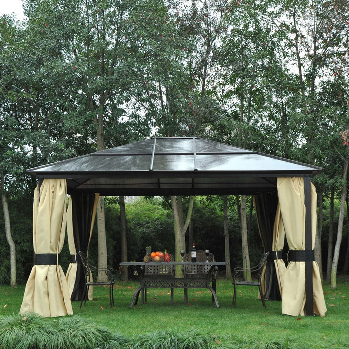 Outsunny 12' X 14' Hardtop Gazebo, Outdoor Gazebo Canopy Sun Shelter Waterproof With Aluminum Frame,