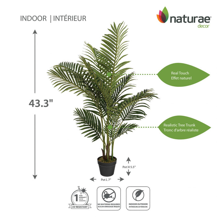 Artificial 43\" Areca Palm In Black Pot 