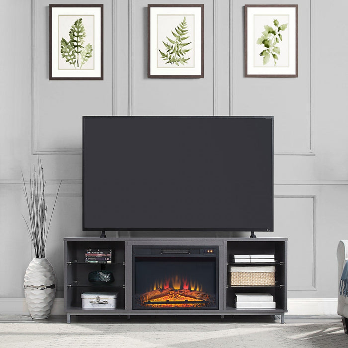 Brighton Modern 2-Piece Electric Fireplace in Black and Gray 
