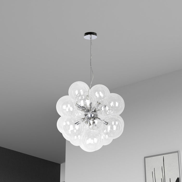 Dainolite Comet 6 Light Chandelier Polished Chrome Finish Clear Glass Lamp
