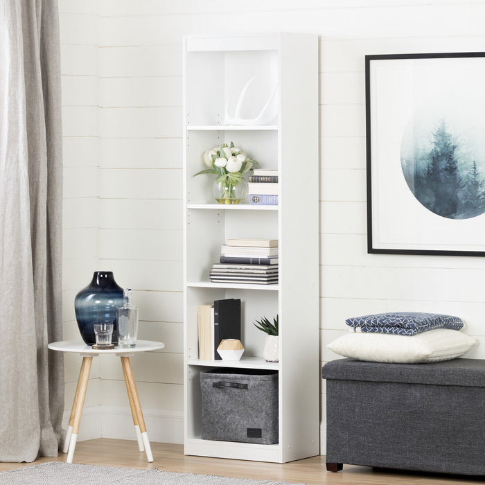 Axess 5-shelf Narrow Bookcase - Pure White 