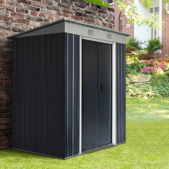 Outsunny 6' X 4' Outdoor Storage Shed, Metal Garden Tool Storage House Organizer With Lockable Slidi
