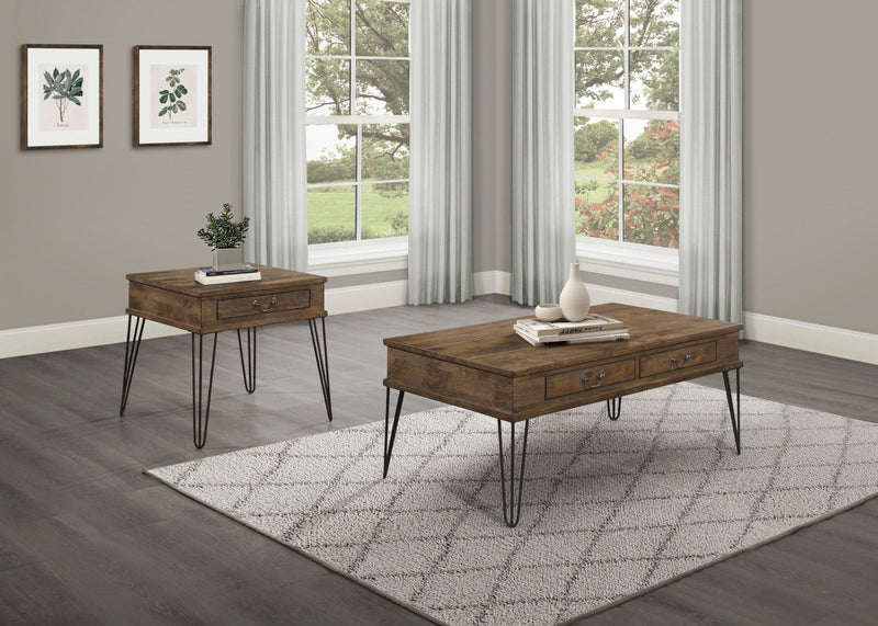Hughey End Table With 1 Drawer, Rustic Oak 