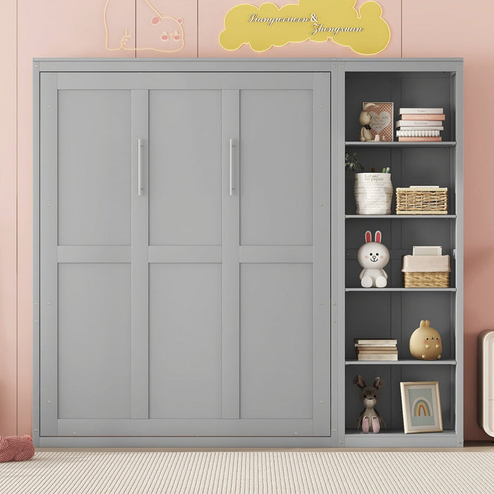Jocelyn Space-saving Full Murphy Bed With Shelves - Grey 