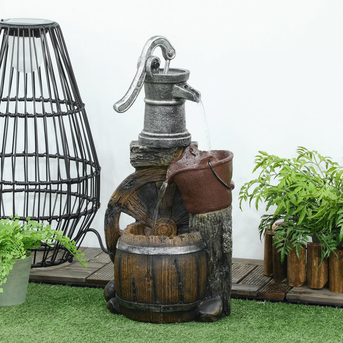Outsunny Old Fashion Pump Outdoor Waterfall Fountain Garden Water Feature
