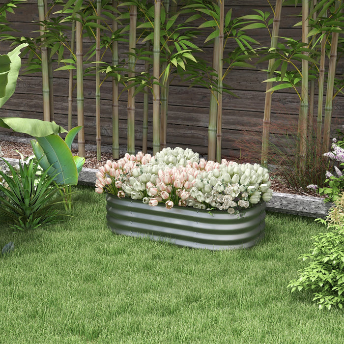 Outsunny 3.4' X 2' X 1' Galvanized Raised Garden Bed Kit, Metal Elevated Planter Box With Safety Edg