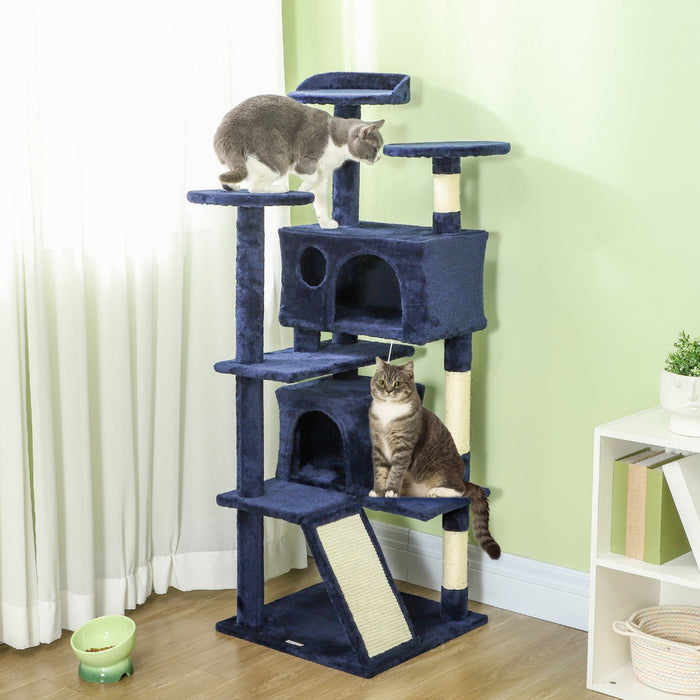 Pawhut 54\" Cat Tree, Cat Tower For Indoor Cats With Scratching Posts, Cat Condos, Bed, Platforms, Ra