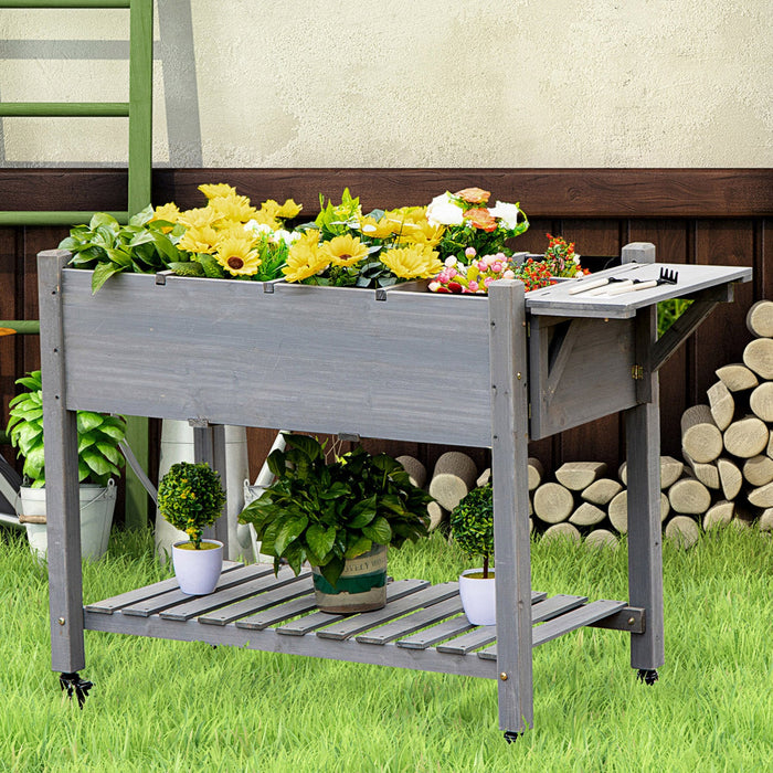 Outsunny Raised Garden Bed With 8 Grids And Storage Shelf, Elevated Planter Box With Legs, For Veget