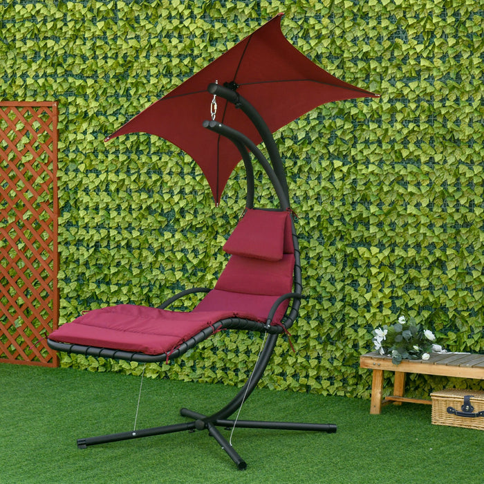 Outsunny Outdoor Hammock Chair With Stand, Floating Chaise Lounge Chair With Soft Padded Cushion, Ha
