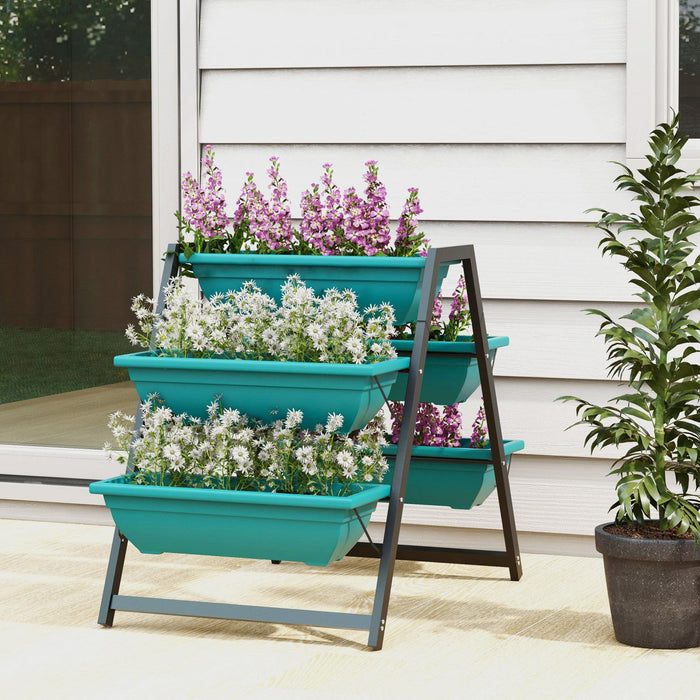 Outsunny 3-tier Vertical Raised Garden Bed With 5 Planter Boxes, Outdoor Plant Stand Grow Container 