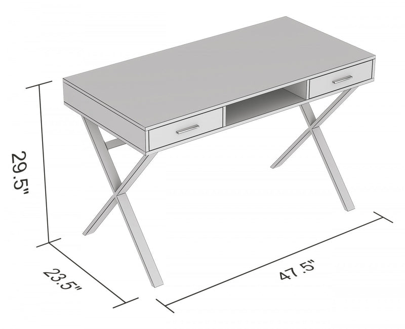 47” Computer Desk With 2 Drawers And 1 Shelf - Brown Reclaimed Wood With Black Metal 