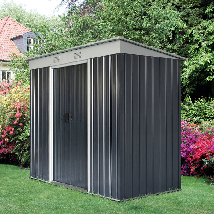 Outsunny 7' X 4' Outdoor Storage Shed, Metal Garden Tool Storage House Organizer With Lockable Slidi