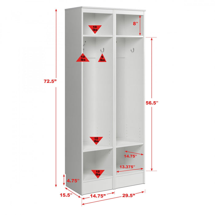 2-shelf Narrow Hall Tree - White (set Of 2) 