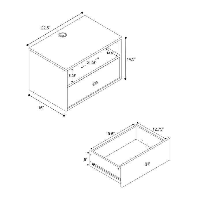 1-drawer Floating Nightstand - Black 