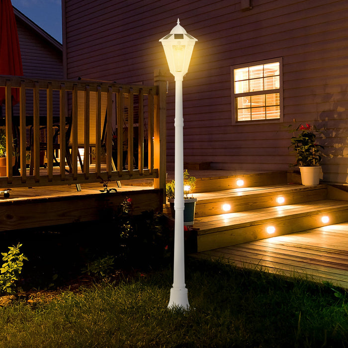 Outsunny 77\" Solar Lamp Post Light, Aluminum Outdoor Street Lamp, White