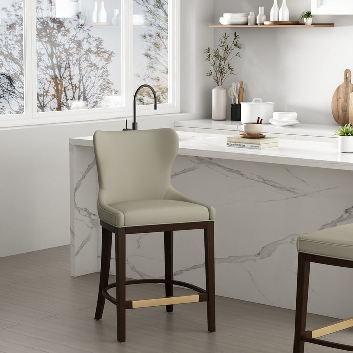 Blair Modern Wood Upholstered Counter Stool in Stone 