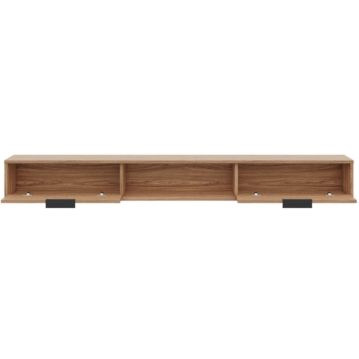 Nordika Slim 72\" Wall-Mounted TV Stand with 2 Storage Cabinets - Light Walnut 