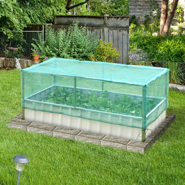 Outsunny Raised Garden Bed, Steel Planter Box Outdoor With Cover, Gloves For Growing Vegetables, Flo