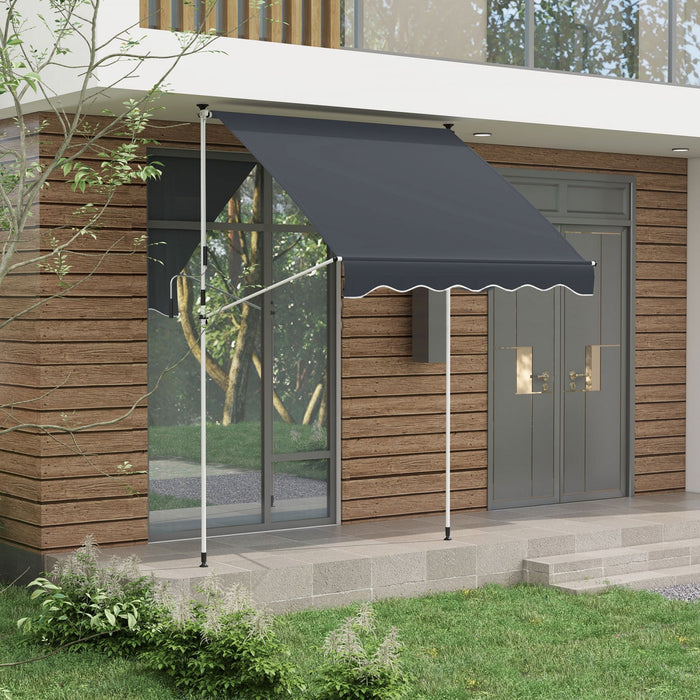 Outsunny 6.6'x5' Manual Retractable Patio Awning Window Door Sun Shade Deck Canopy Shelter Water Res