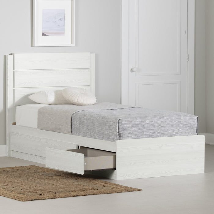 Arlen Mates Bed With 3 Drawers And Headboard Set - White Pine 