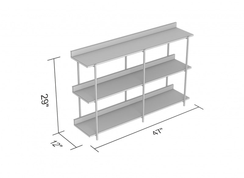 Premium 34” Console Table With 2 Shelves - Brown Reclaimed Wood With Black Metal 