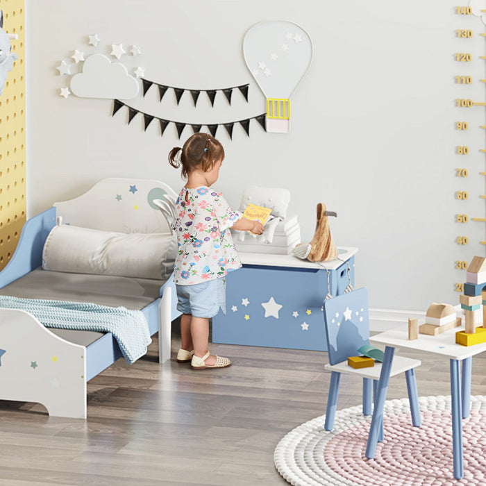Qaba Kids Wooden Toy Storage Box Organizer Chest With Gas Stay Bar Seating Bench 21.75\" X 13.5\" X 14